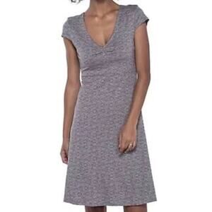 Toad & Co Rosemarie Dress Organic Cotton Cap Sleeve Tan Printed Women XL